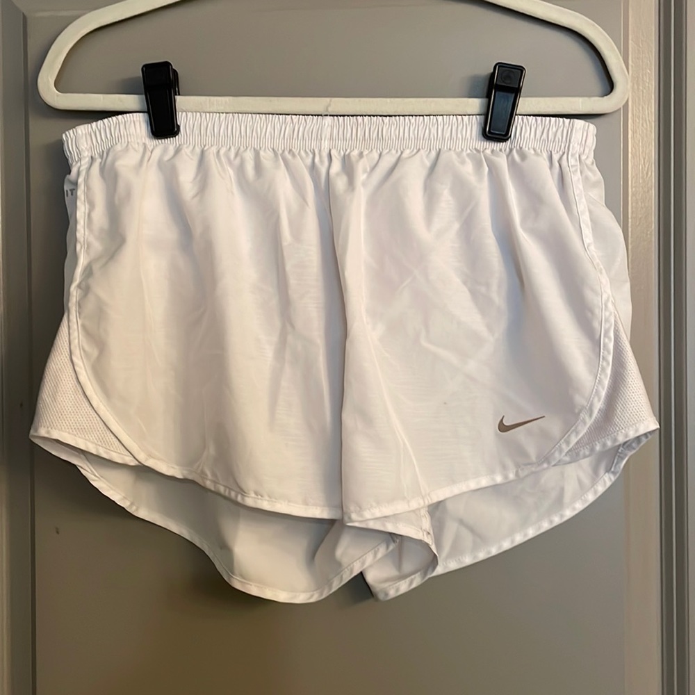 White Nike Dri-fit running shorts